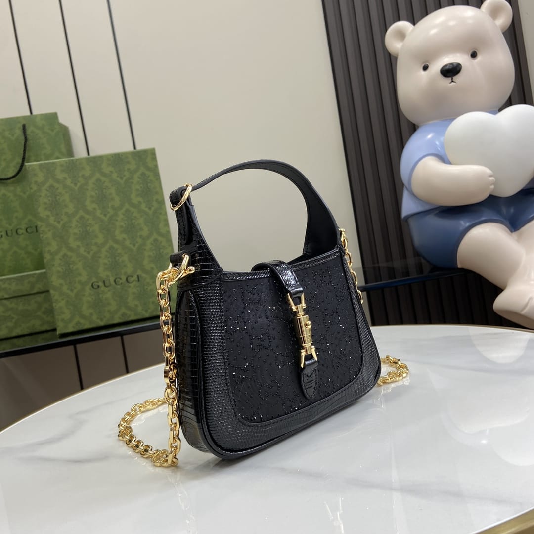 GUCCI Jackie 1961 GG Crystal Mini Bag - Black