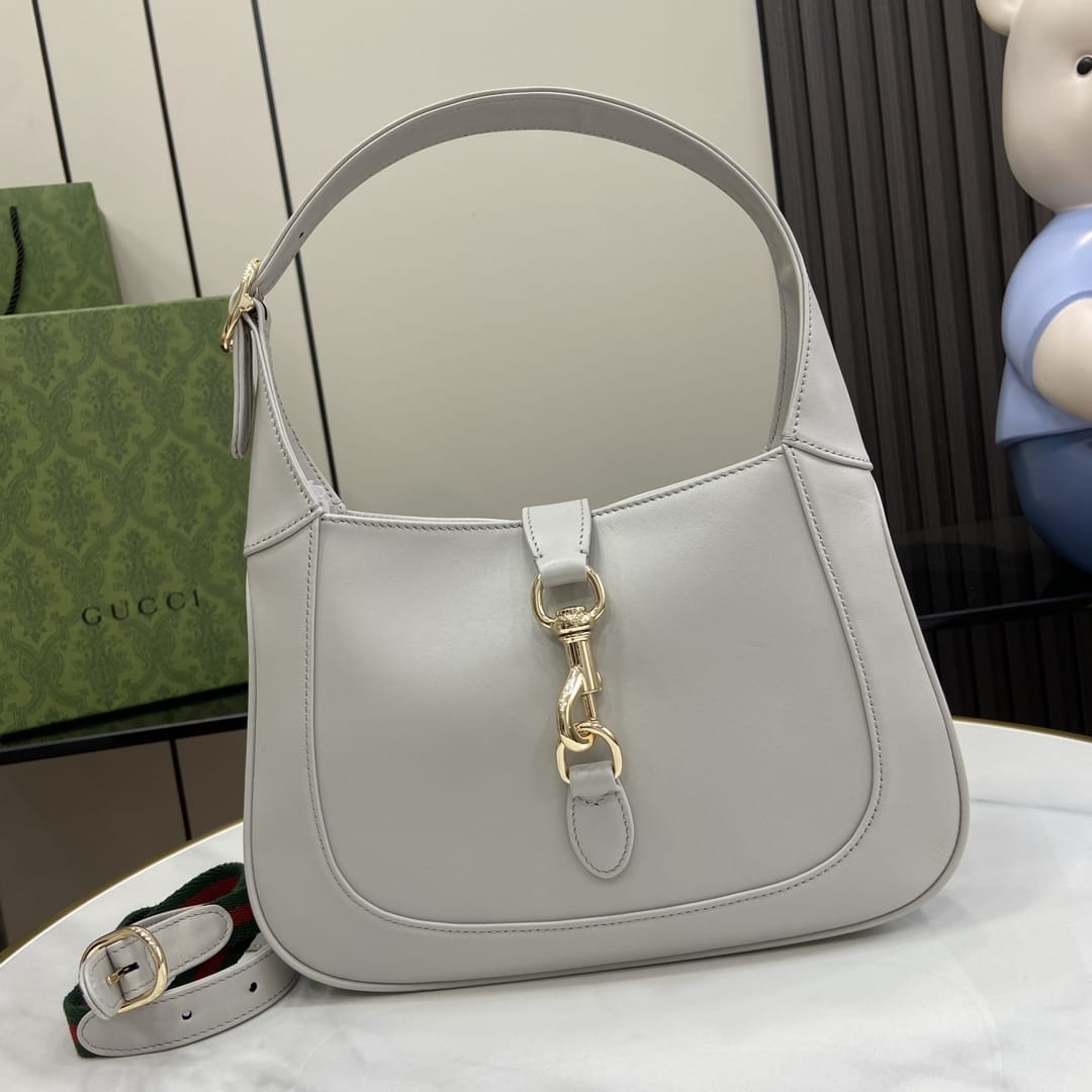 GUCCI Jackie Small Shoulder Bag - Light Grey Leather