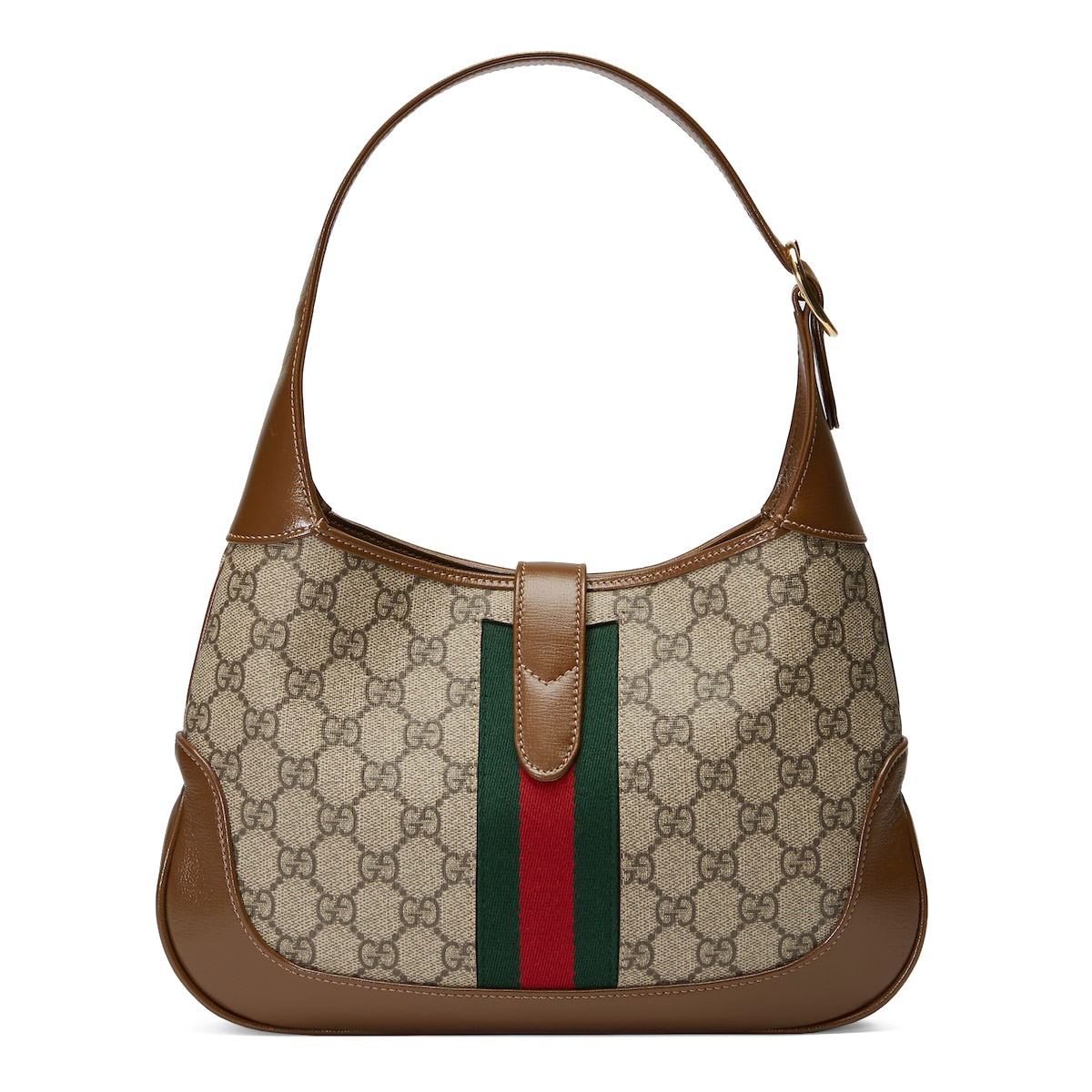 GUCCI Jackie 1961 Small Shoulder Bag - Beige Canvas & Brown Leather