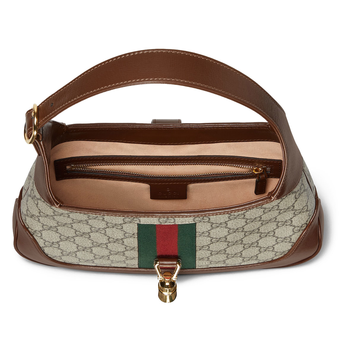 GUCCI Jackie 1961 Small Shoulder Bag - Beige Canvas & Brown Leather