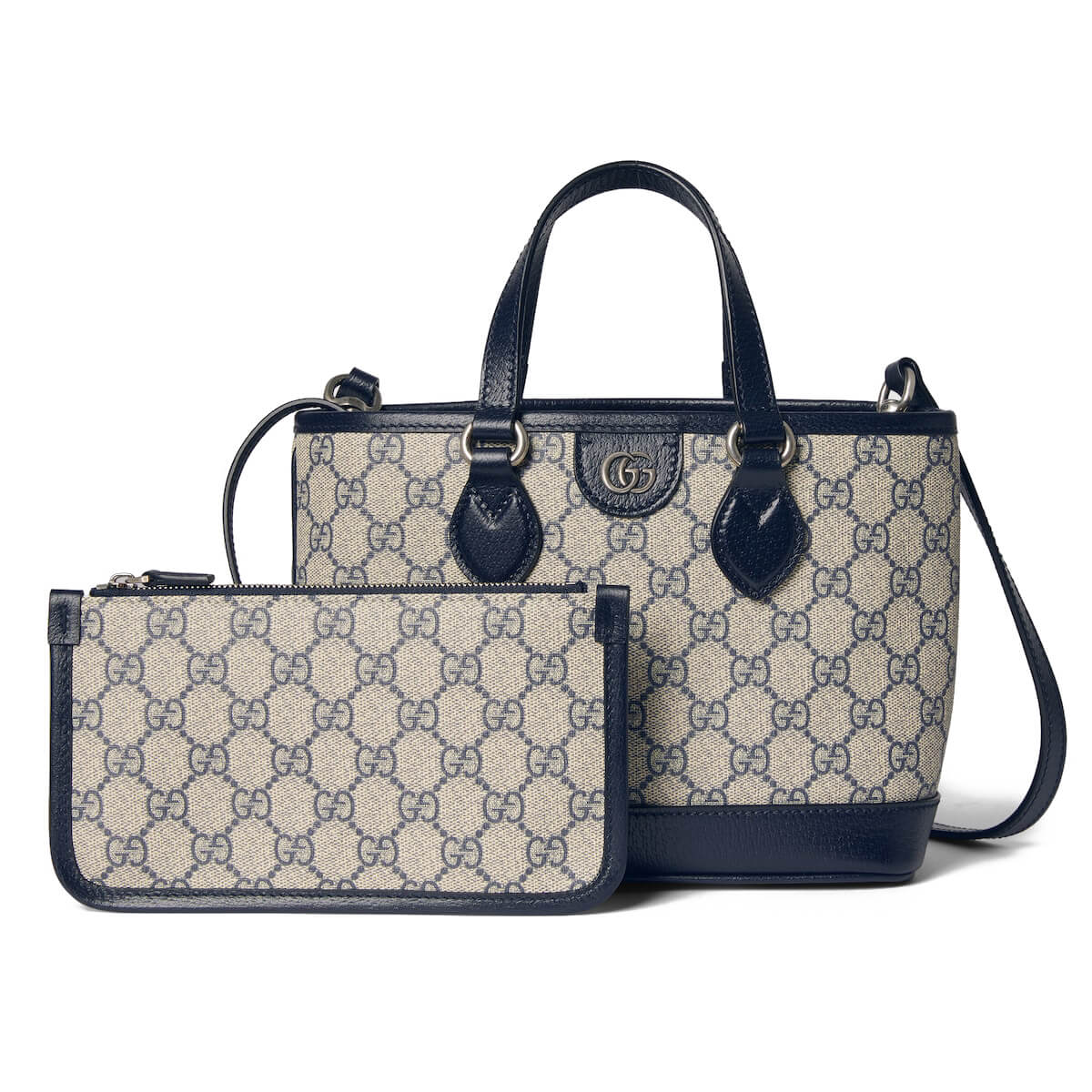 GUCCI Ophidia Mini Tote Bag - Beige and Blue GG Supreme