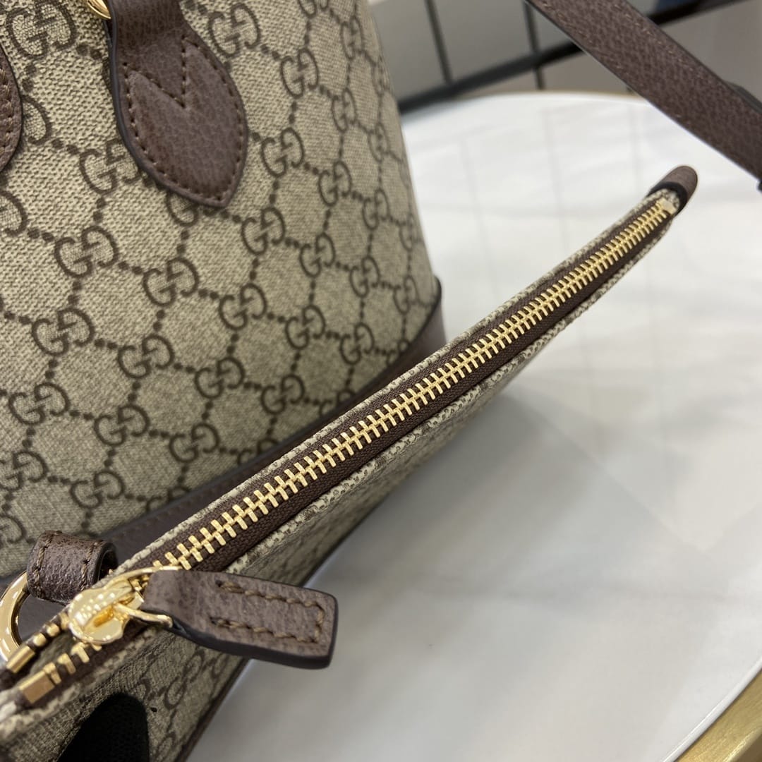 GUCCI Ophidia Mini Tote Bag - Beige and Ebony GG Supreme