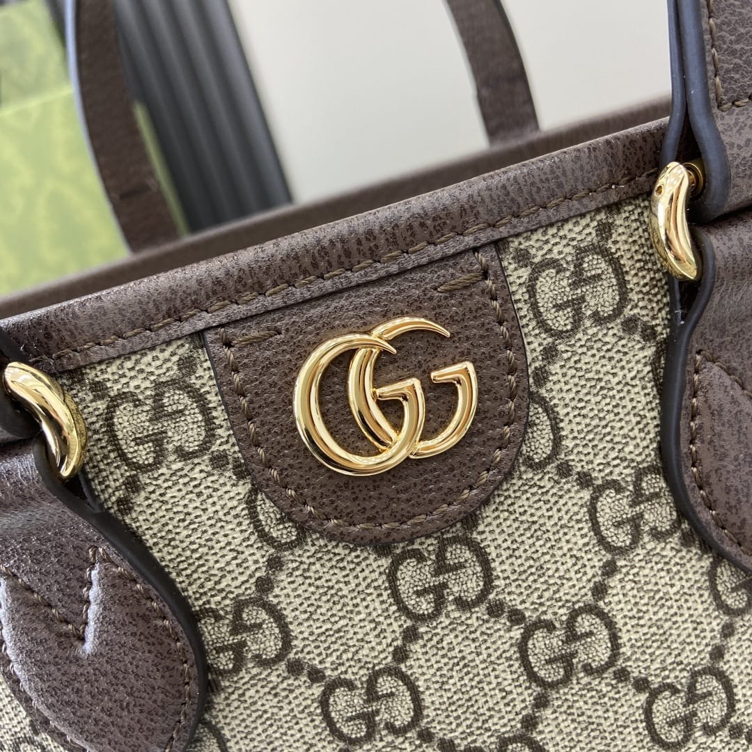 GUCCI Ophidia Mini Tote Bag - Beige and Ebony GG Supreme