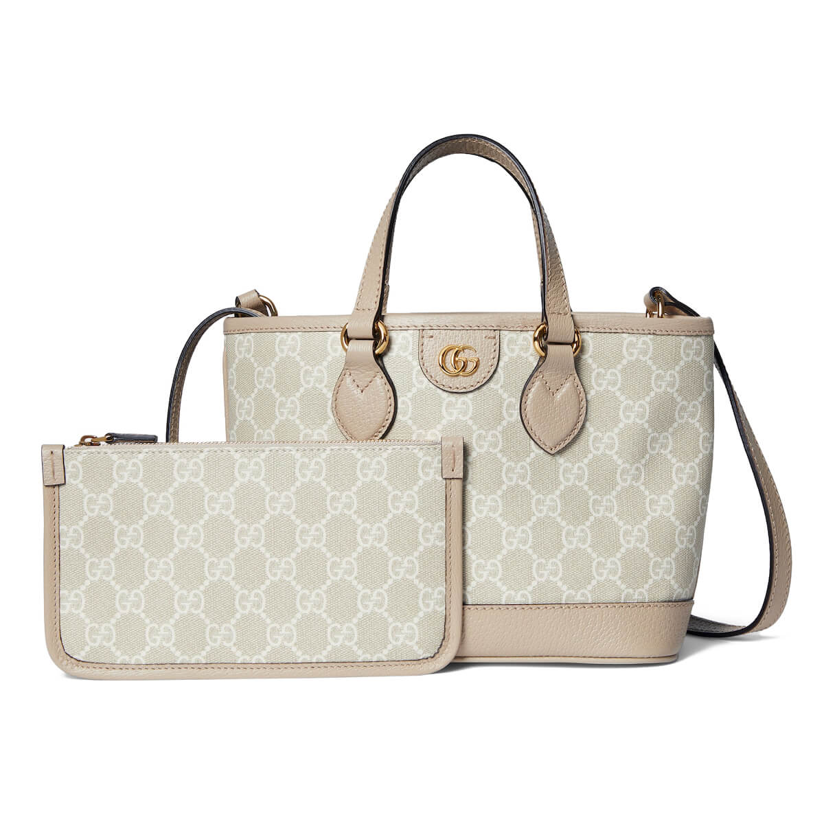 GUCCI Ophidia Mini Tote Bag - Beige and White GG Supreme