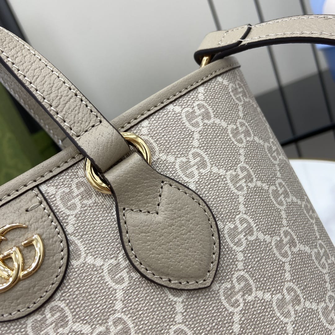 GUCCI Ophidia Mini Tote Bag - Beige and White GG Supreme