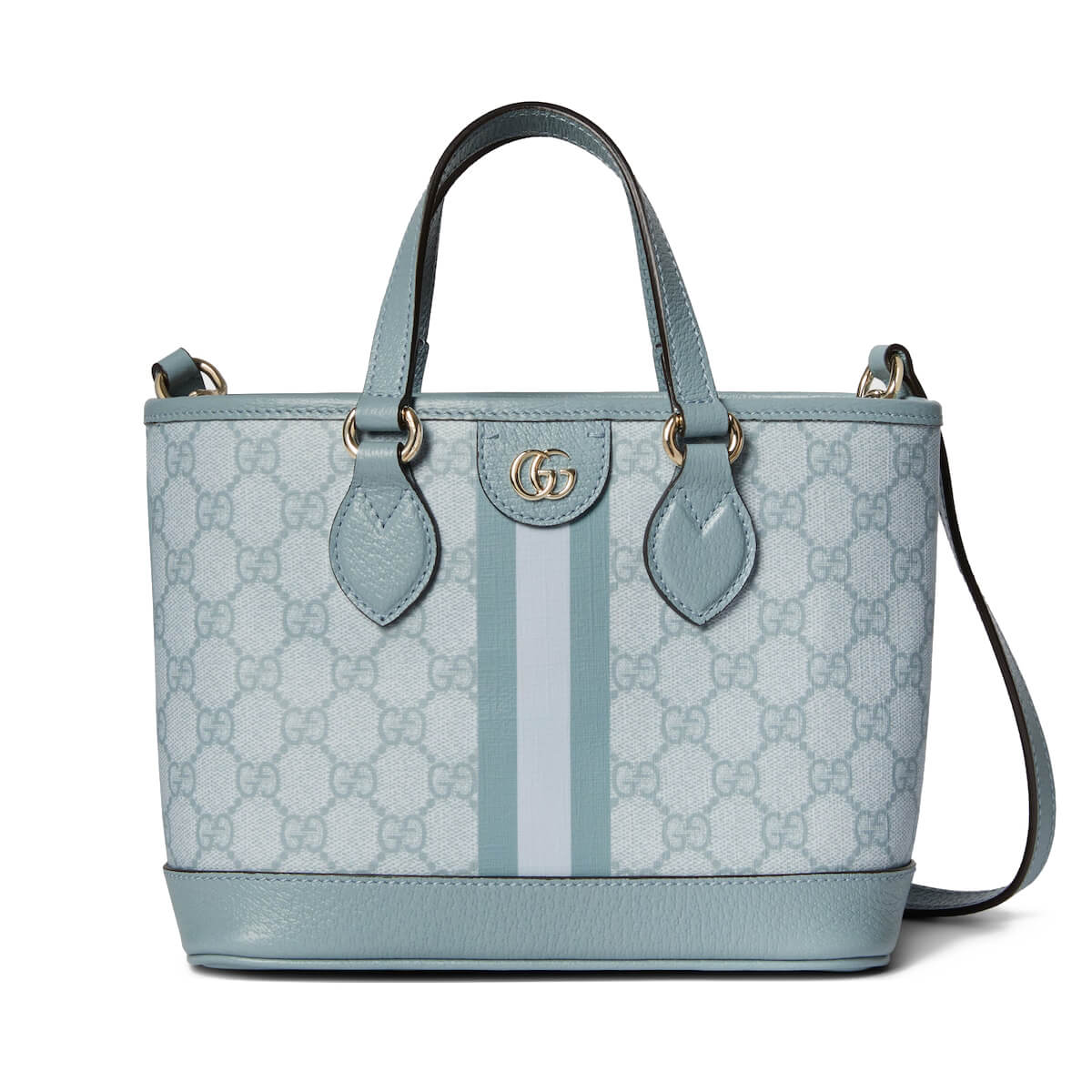 GUCCI Ophidia Mini Tote Bag - Dusty Blue GG Supreme