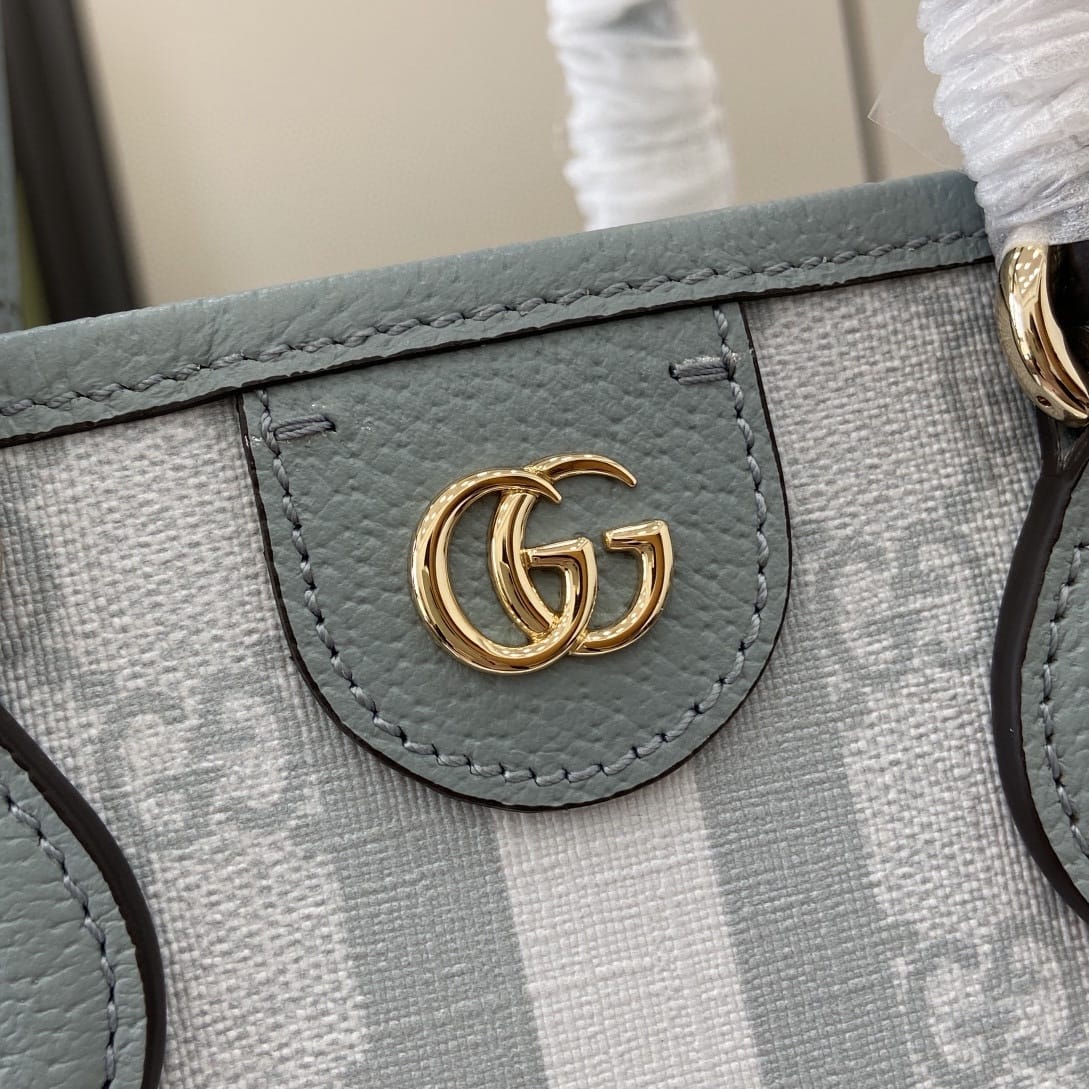 GUCCI Ophidia Mini Tote Bag - Dusty Blue GG Supreme