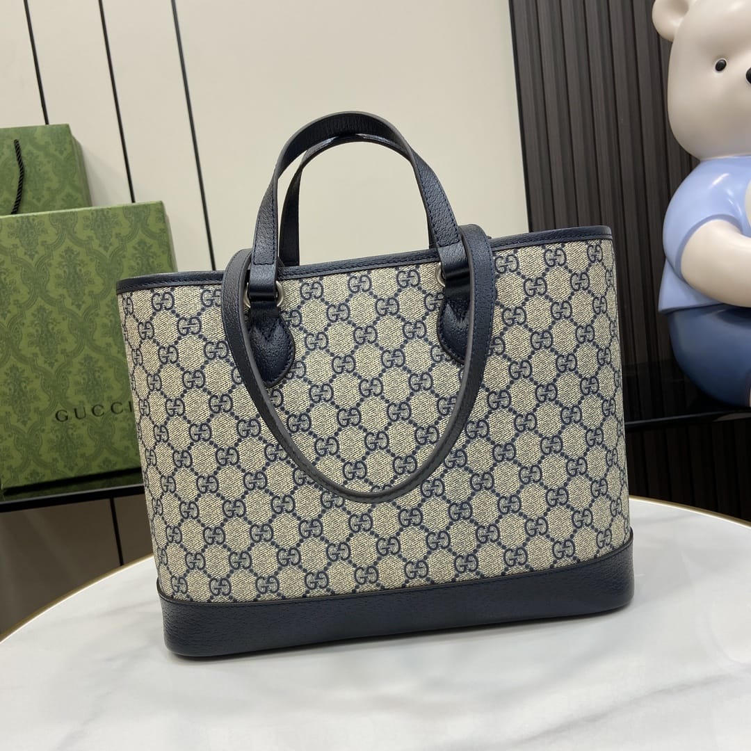 GUCCI Ophidia Small Tote Bag - Beige and Blue GG Supreme