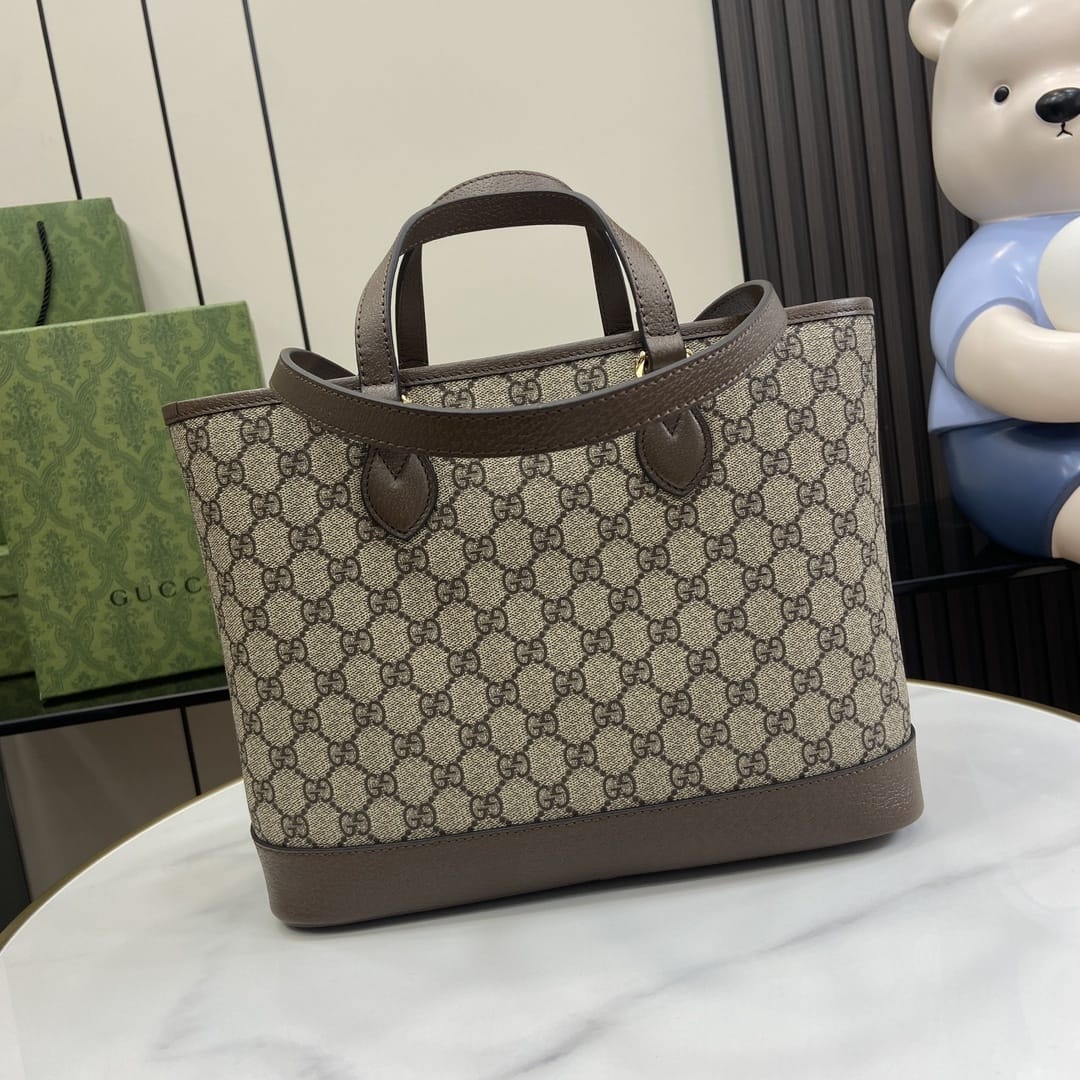 GUCCI Ophidia Small Tote Bag - Beige and Ebony GG Supreme