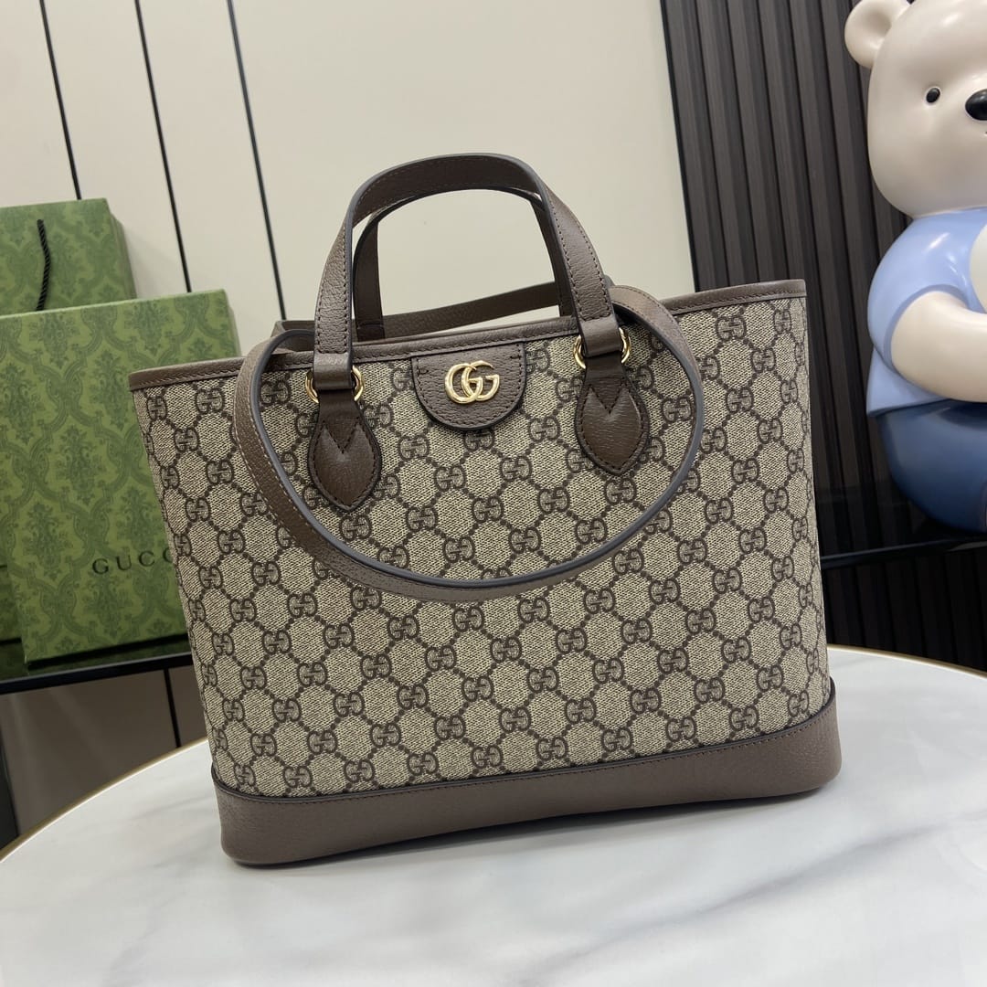 GUCCI Ophidia Small Tote Bag - Beige and Ebony GG Supreme