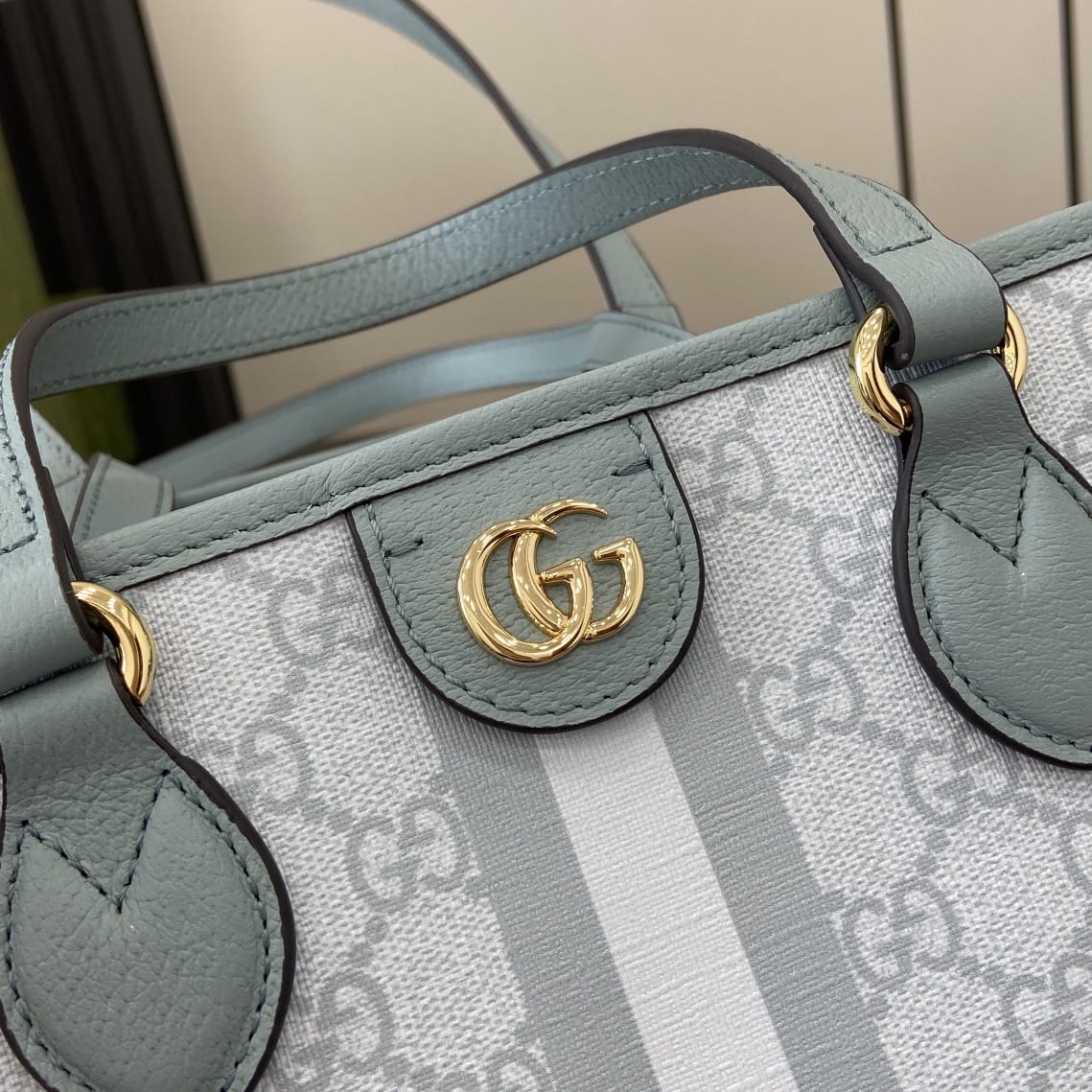 GUCCI Ophidia Small Tote Bag - Dusty Blue GG Supreme