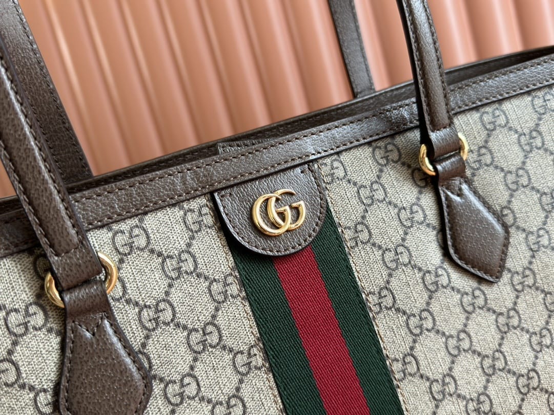 GUCCI Ophidia Medium Tote Bag - Beige and Ebony GG Supreme