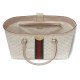 GUCCI Ophidia Medium Tote Bag - Beige and White GG Supreme