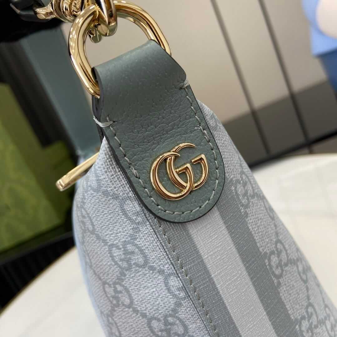 GUCCI Ophidia Super Mini Shoulder Bag - Dusty Blue GG Supreme