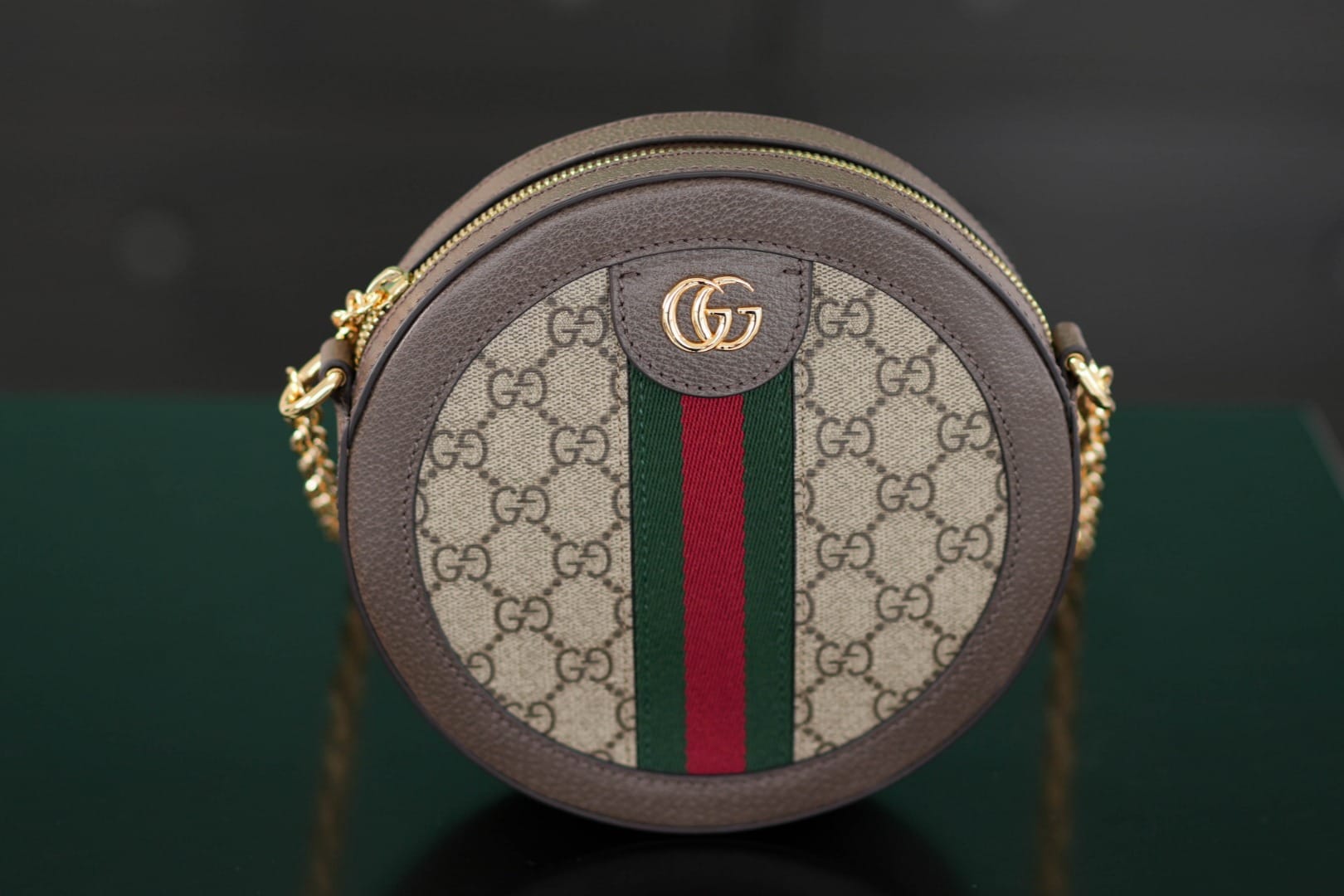 GUCCI Ophidia GG Supreme Mini Round Shoulder Bag