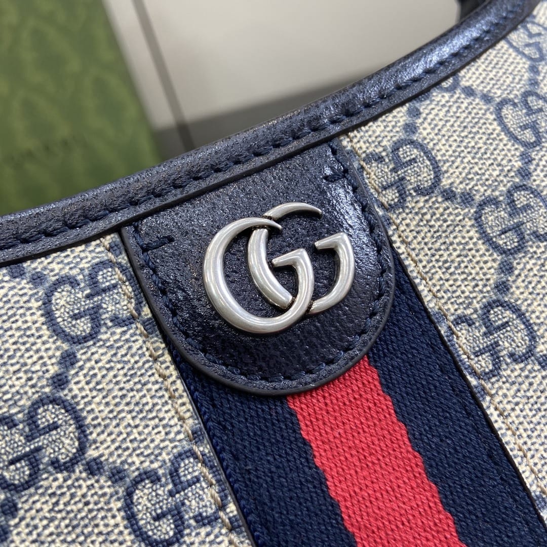 GUCCI Ophidia Small Shoulder Bag - Beige and Blue GG Supreme