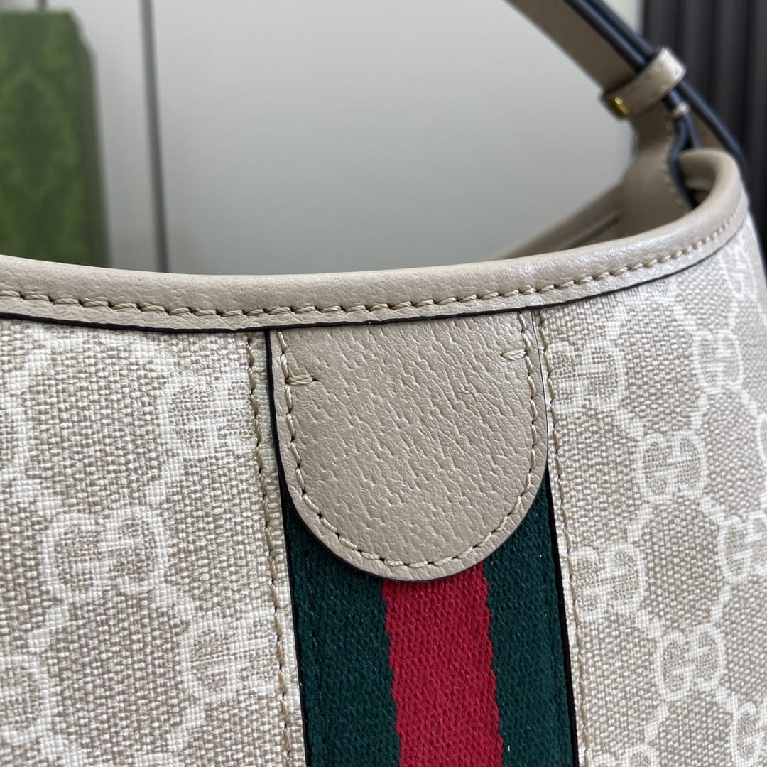 GUCCI Ophidia Small Shoulder Bag - Beige and White GG Supreme