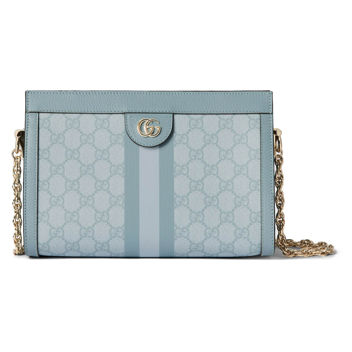 GUCCI Ophidia Small Chain Strap Shoulder Bag - Dusty Blue GG Supreme