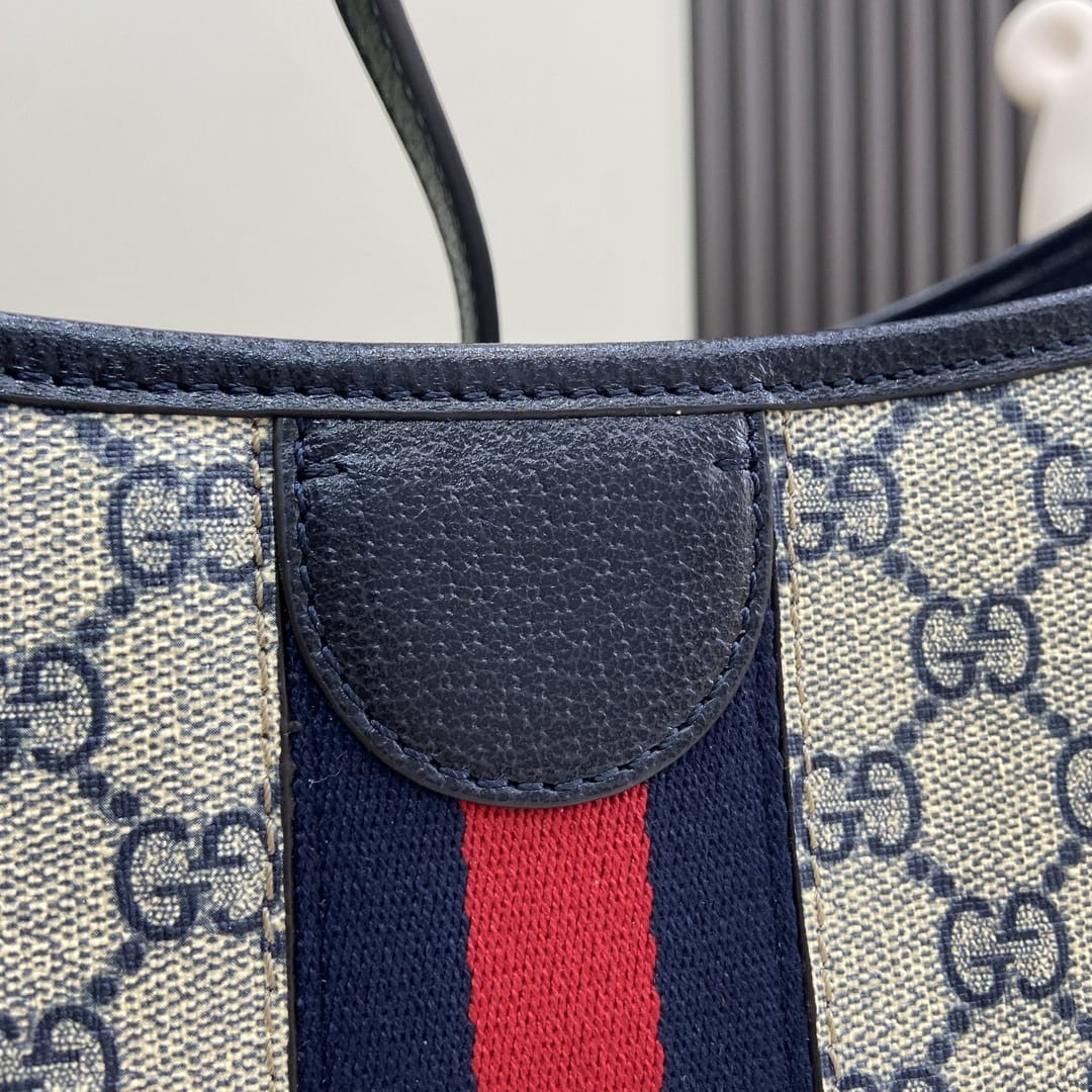 GUCCI Ophidia Medium Shoulder Bag - Beige and Blue GG Supreme