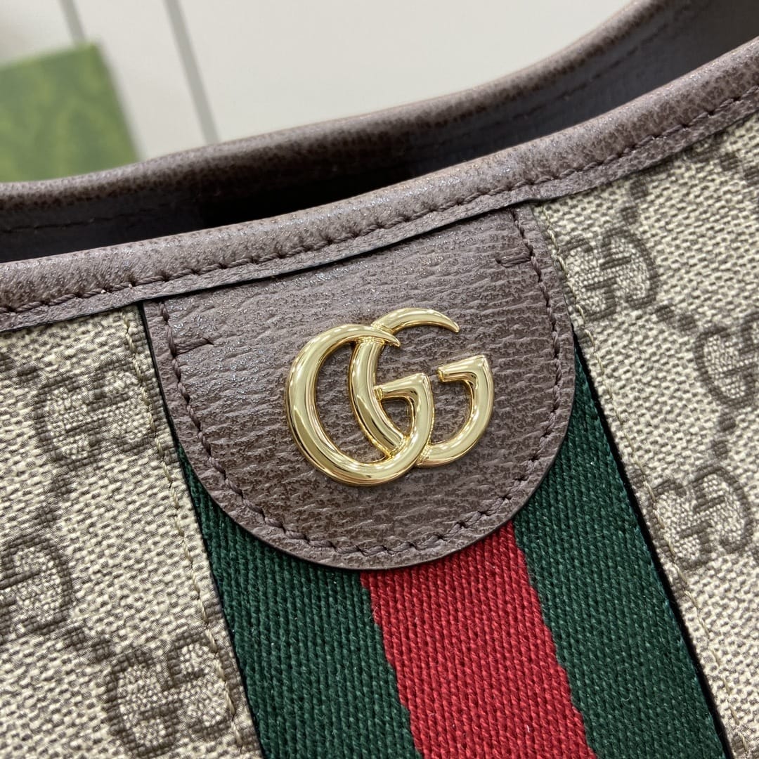 GUCCI Ophidia Medium Shoulder Bag - Beige and Ebony GG Supreme