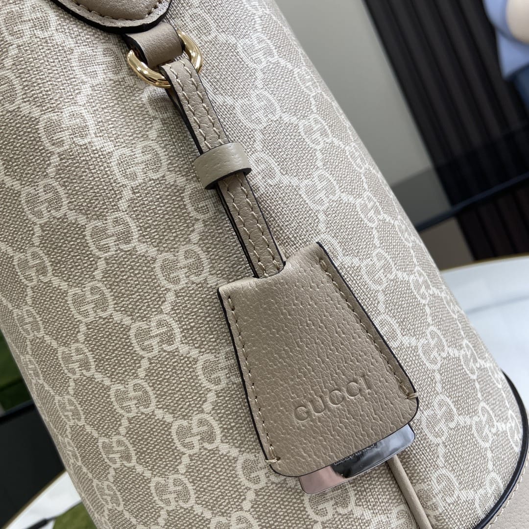 GUCCI Ophidia Medium Shoulder Bag - Beige and White GG Supreme