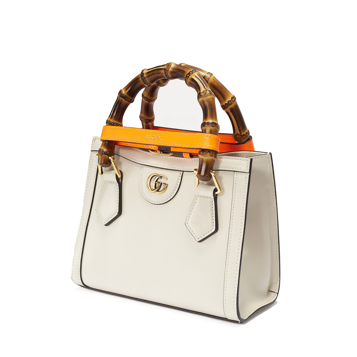 GUCCI Diana Mini Tote Bag - White Leather