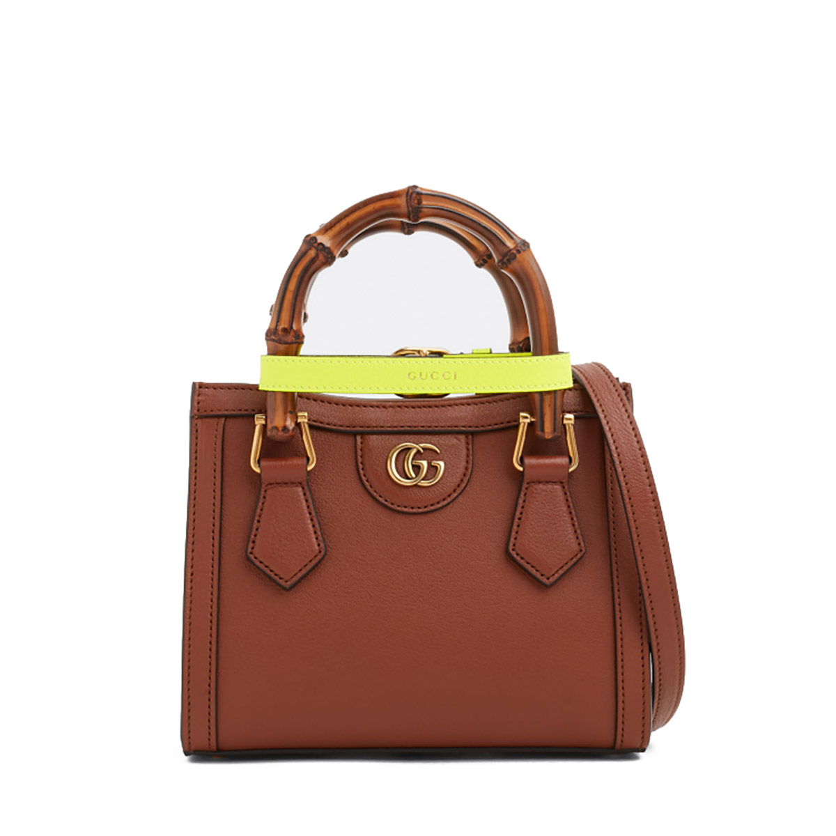 GUCCI Diana Mini Tote Bag - Brown Leather