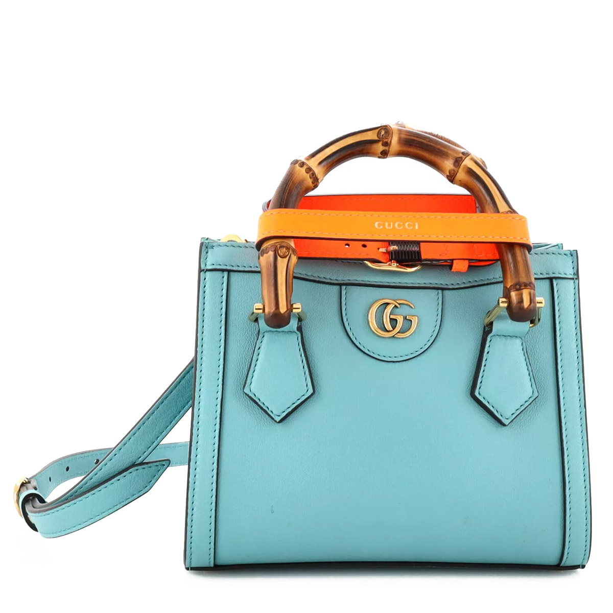 GUCCI Diana Mini Tote Bag - Blue Leather