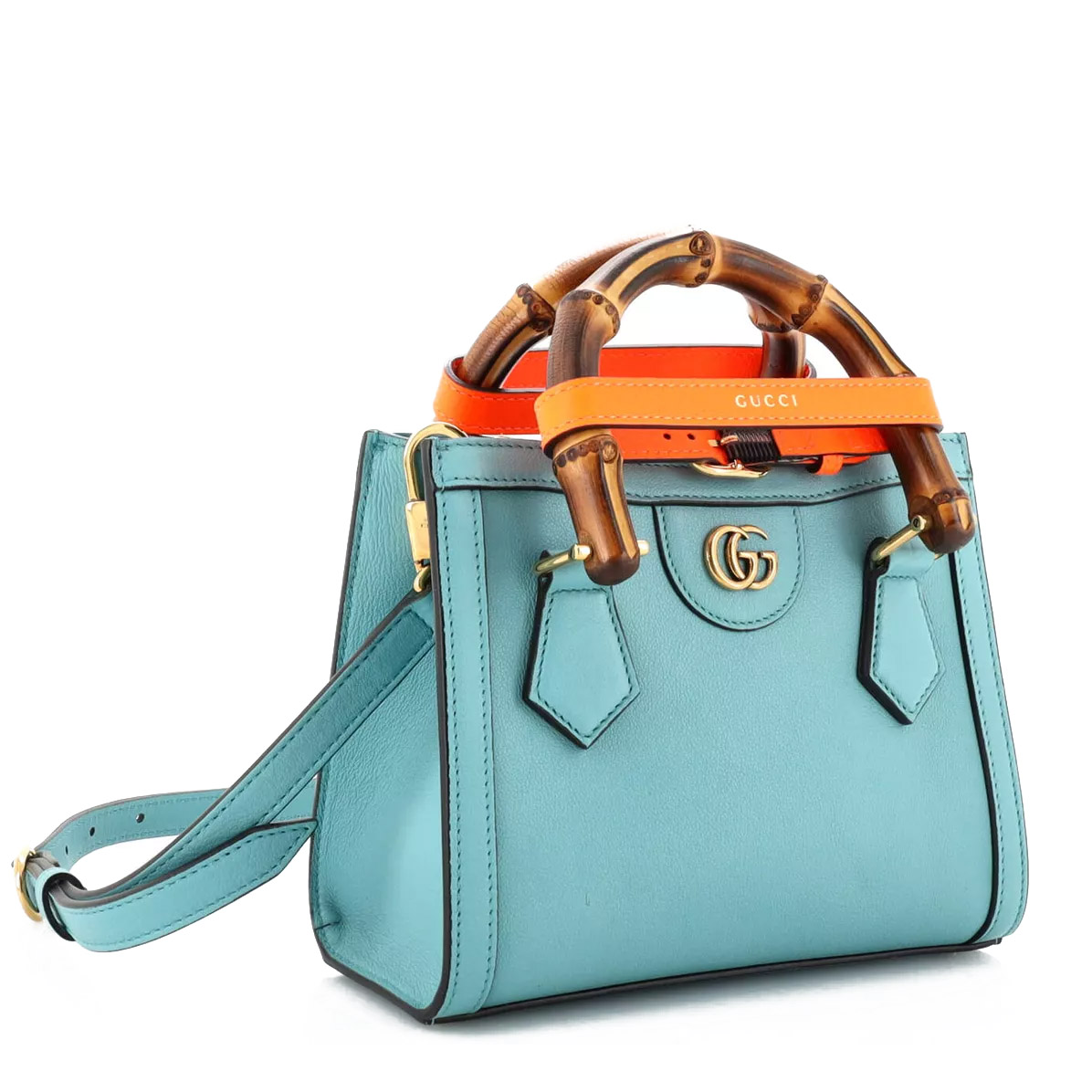 GUCCI Diana Mini Tote Bag - Blue Leather