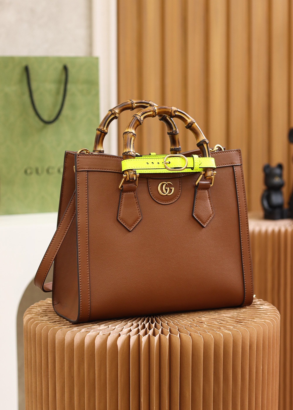 GUCCI Diana Small Tote Bag - Brown Leather