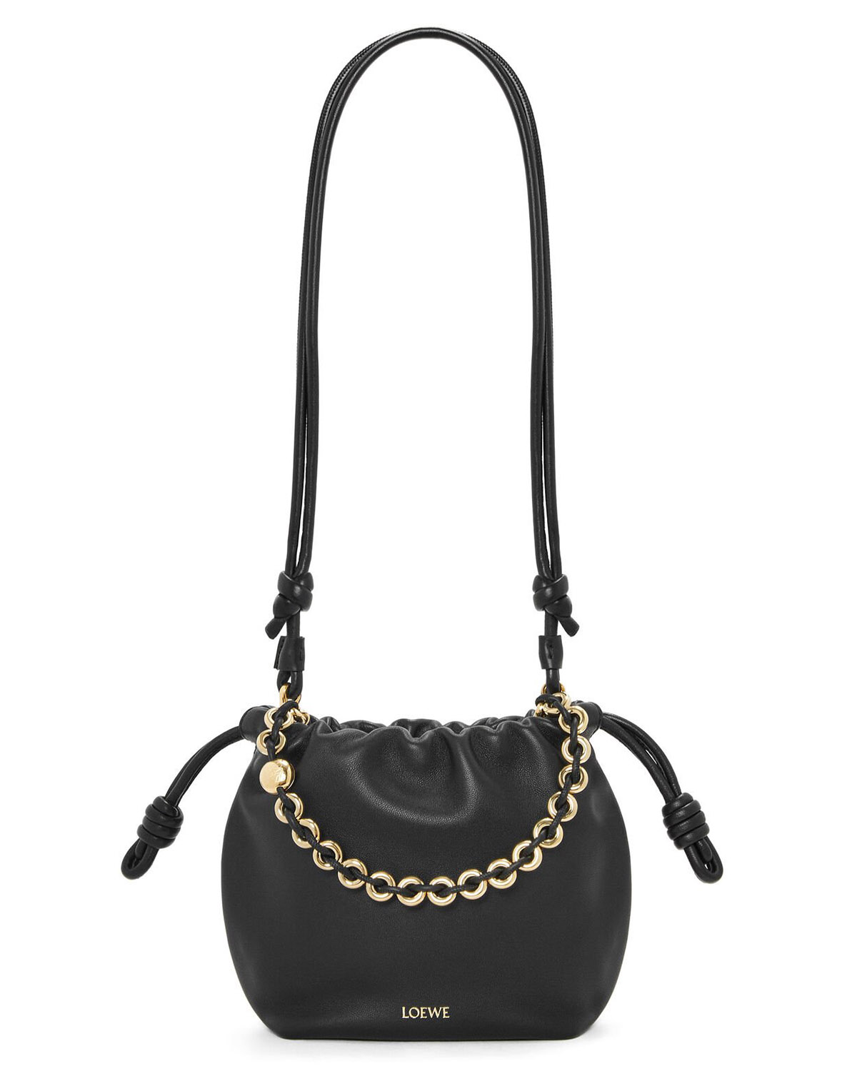 LOEWE Mini Flamenco Purse Bag In Mellow Nappa Lambskin - Black