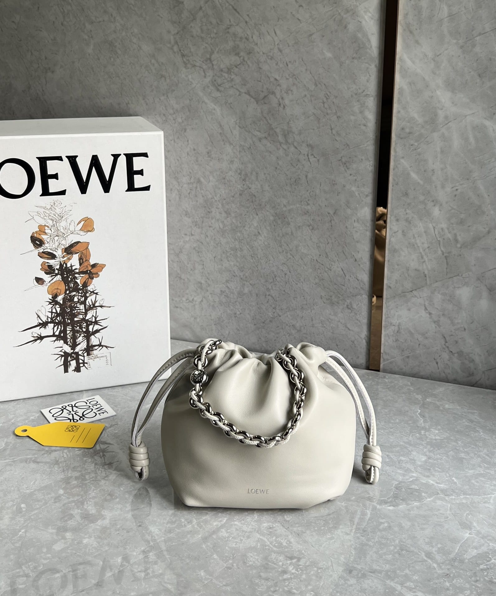 LOEWE Mini Flamenco Purse Bag In Mellow Nappa Lambskin - Sea Salt