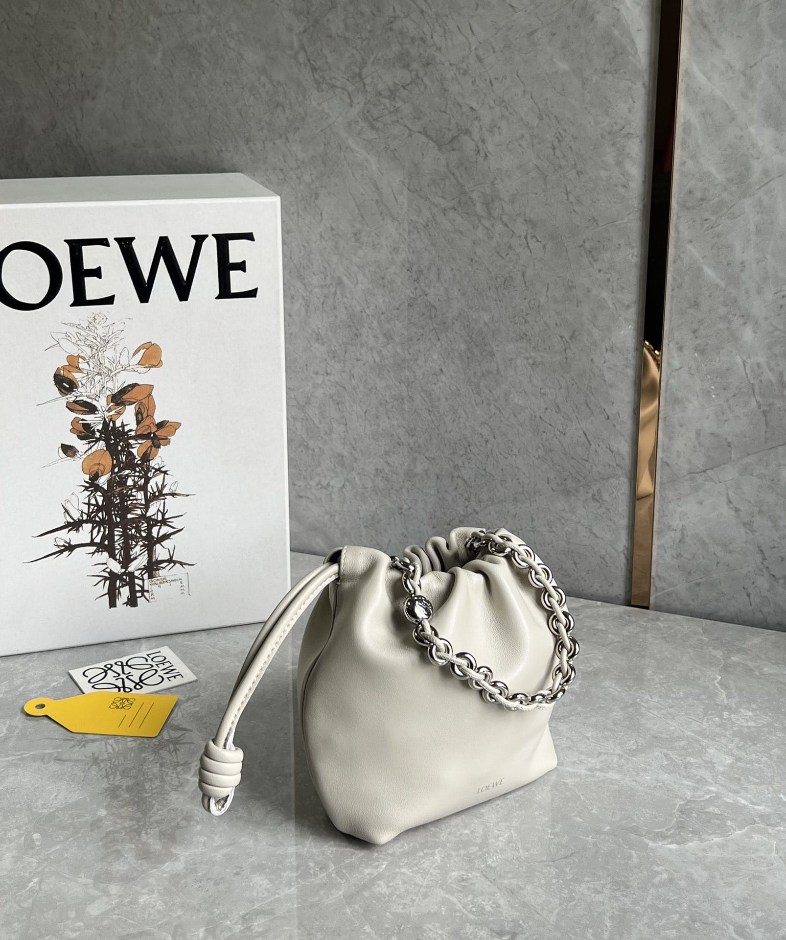 LOEWE Mini Flamenco Purse Bag In Mellow Nappa Lambskin - Sea Salt