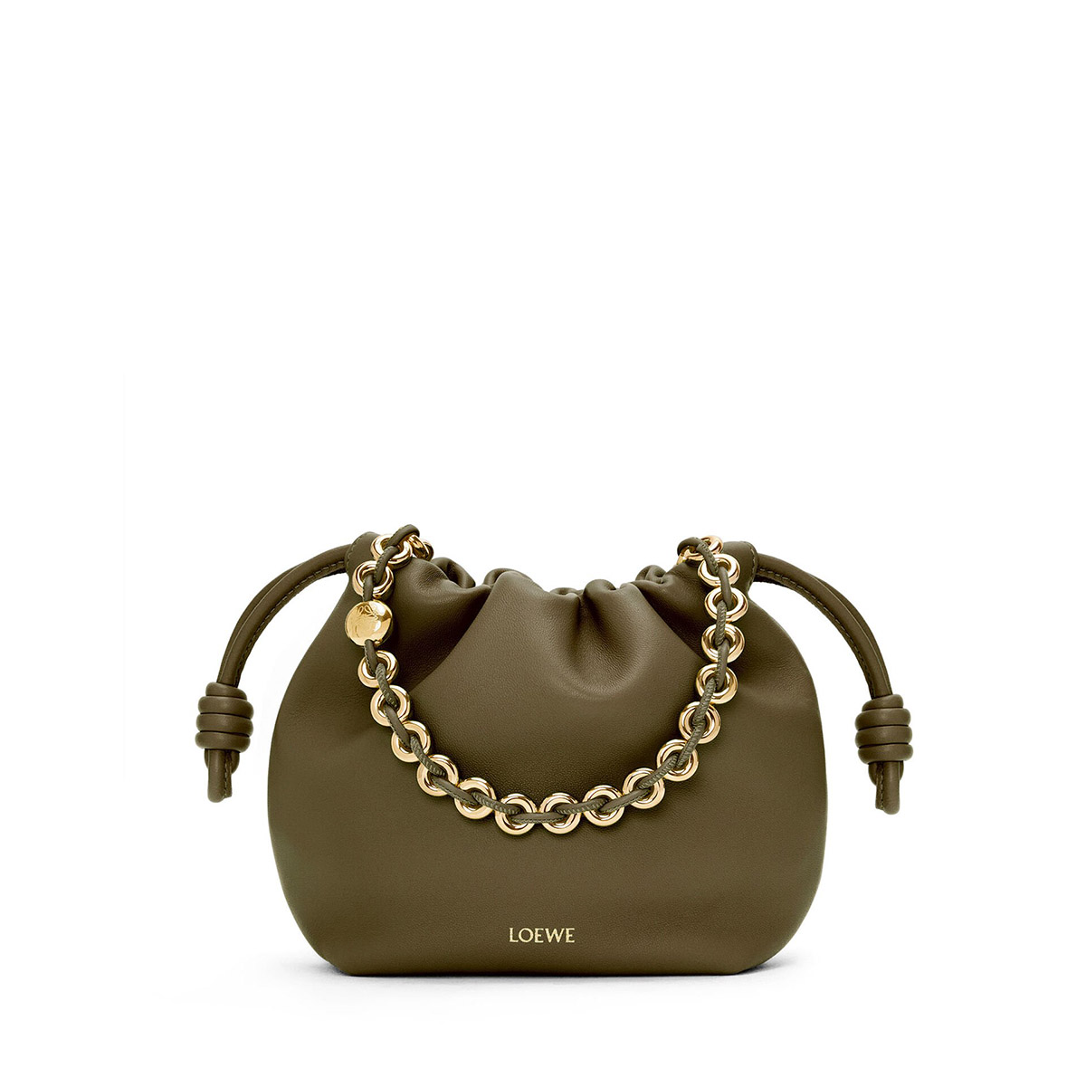 LOEWE Mini Flamenco Purse Bag In Mellow Nappa Lambskin - Dark Khaki Green