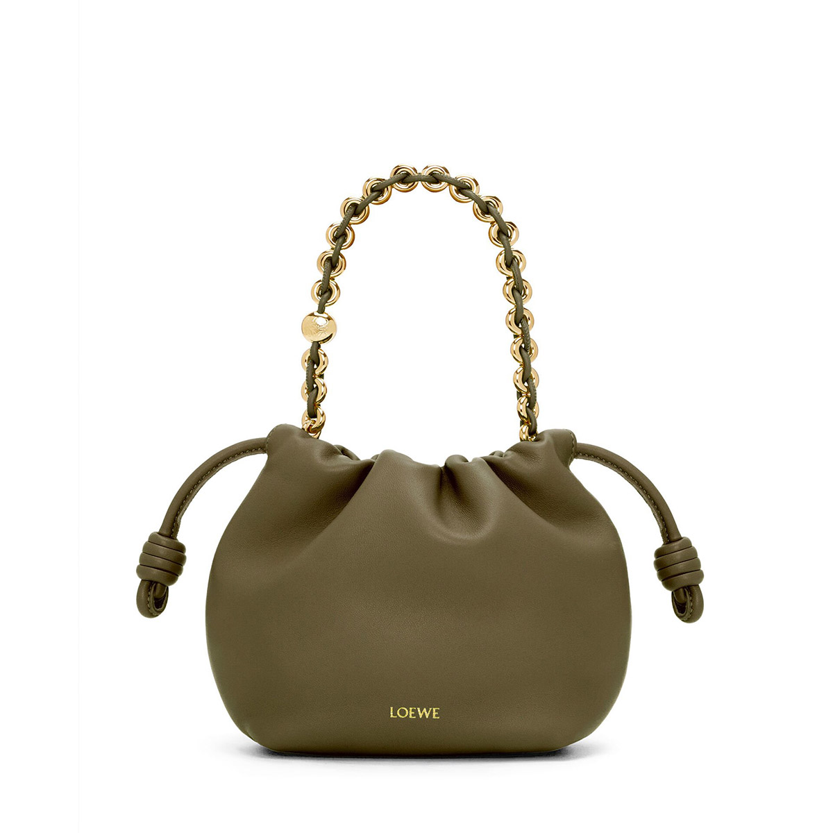 LOEWE Mini Flamenco Purse Bag In Mellow Nappa Lambskin - Dark Khaki Green