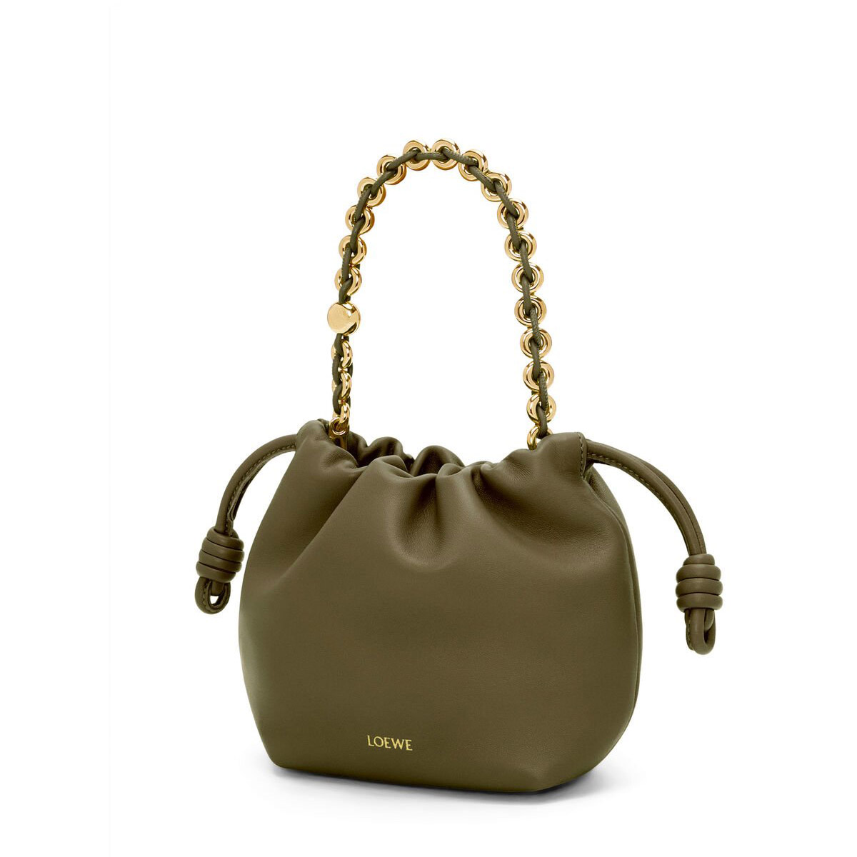 LOEWE Mini Flamenco Purse Bag In Mellow Nappa Lambskin - Dark Khaki Green