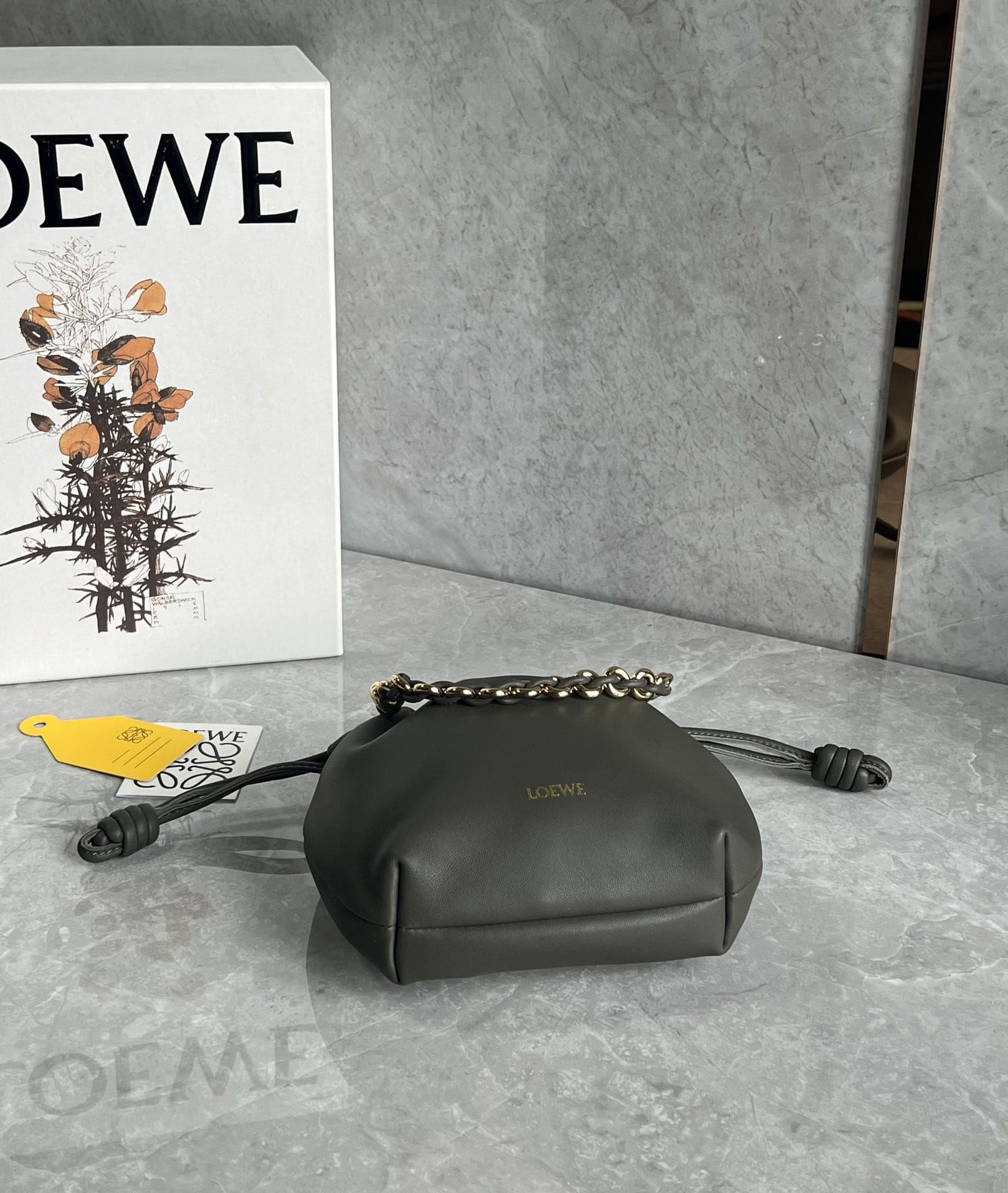 LOEWE Mini Flamenco Purse Bag In Mellow Nappa Lambskin - Dark Khaki Green