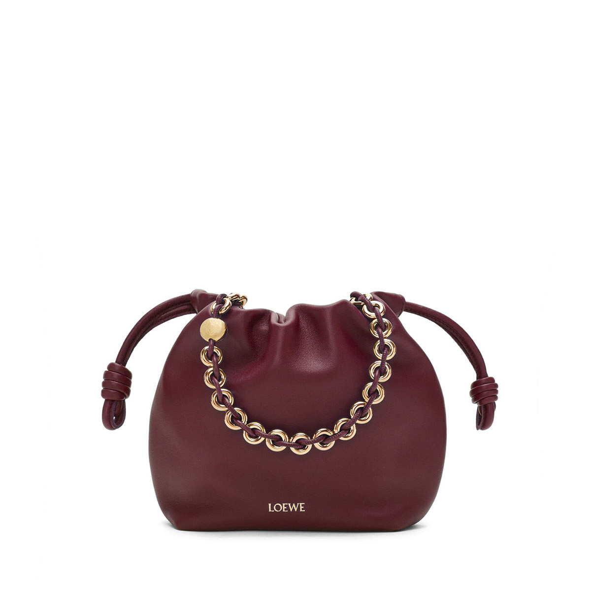 LOEWE Mini Flamenco Purse Bag In Mellow Nappa Lambskin - Dark Burgundy