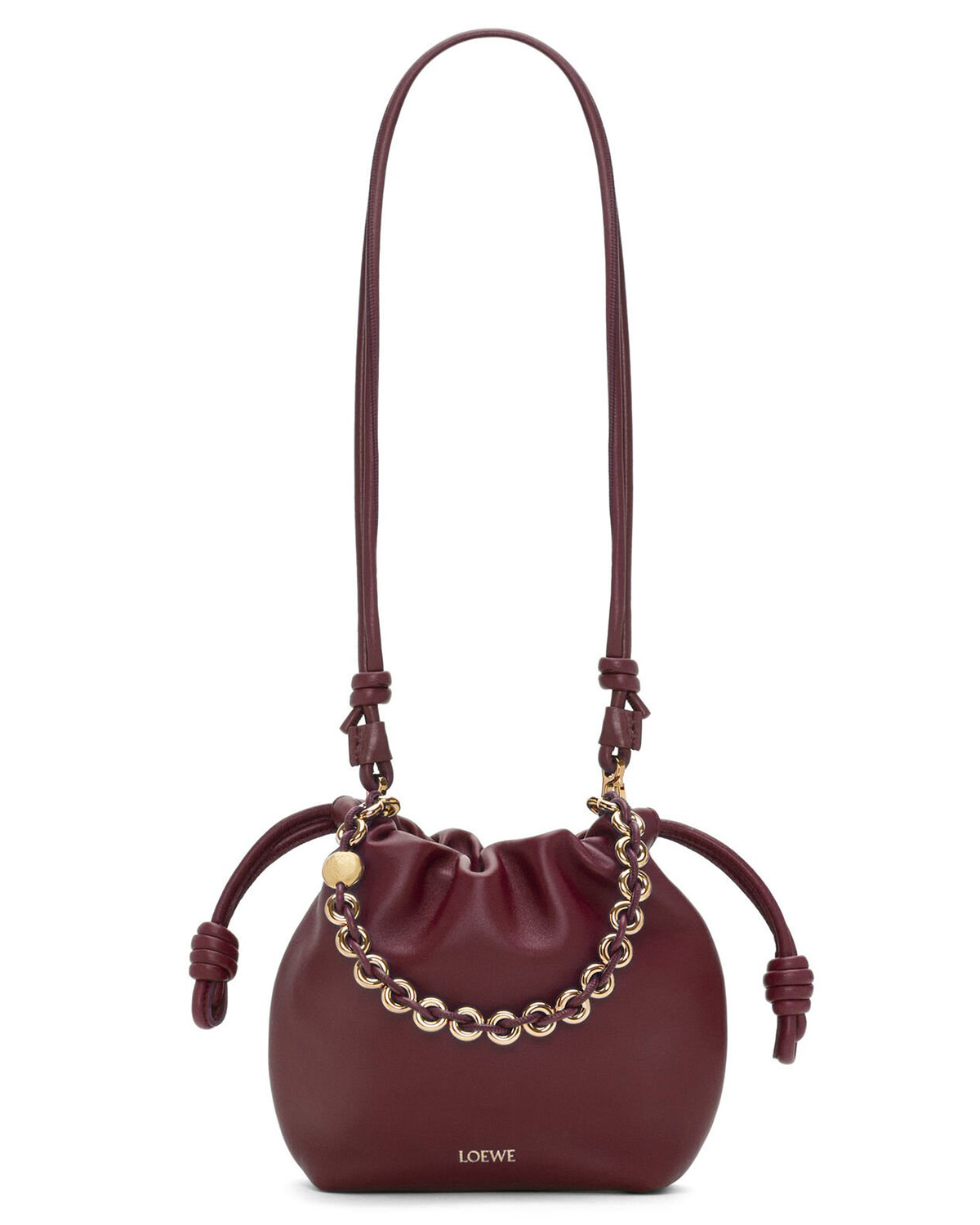 LOEWE Mini Flamenco Purse Bag In Mellow Nappa Lambskin - Dark Burgundy