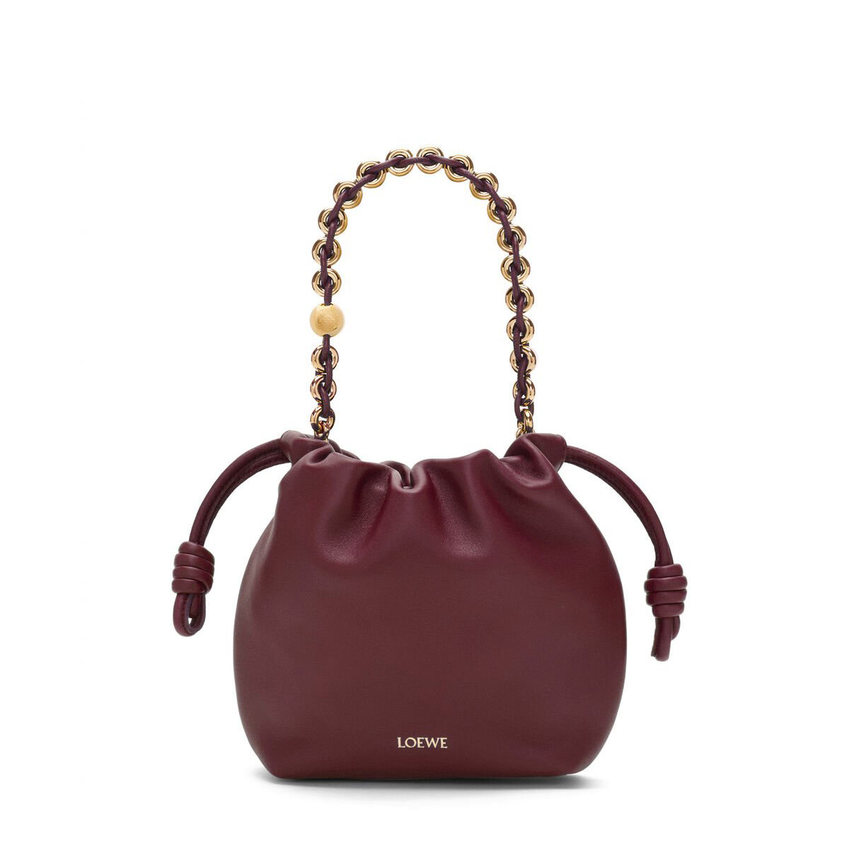 LOEWE Mini Flamenco Purse Bag In Mellow Nappa Lambskin - Dark Burgundy