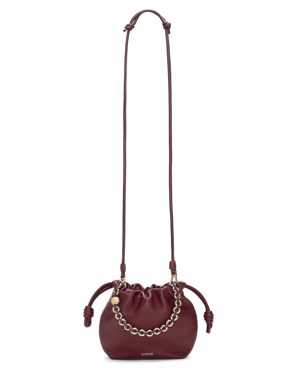 LOEWE Mini Flamenco Purse Bag In Mellow Nappa Lambskin - Dark Burgundy