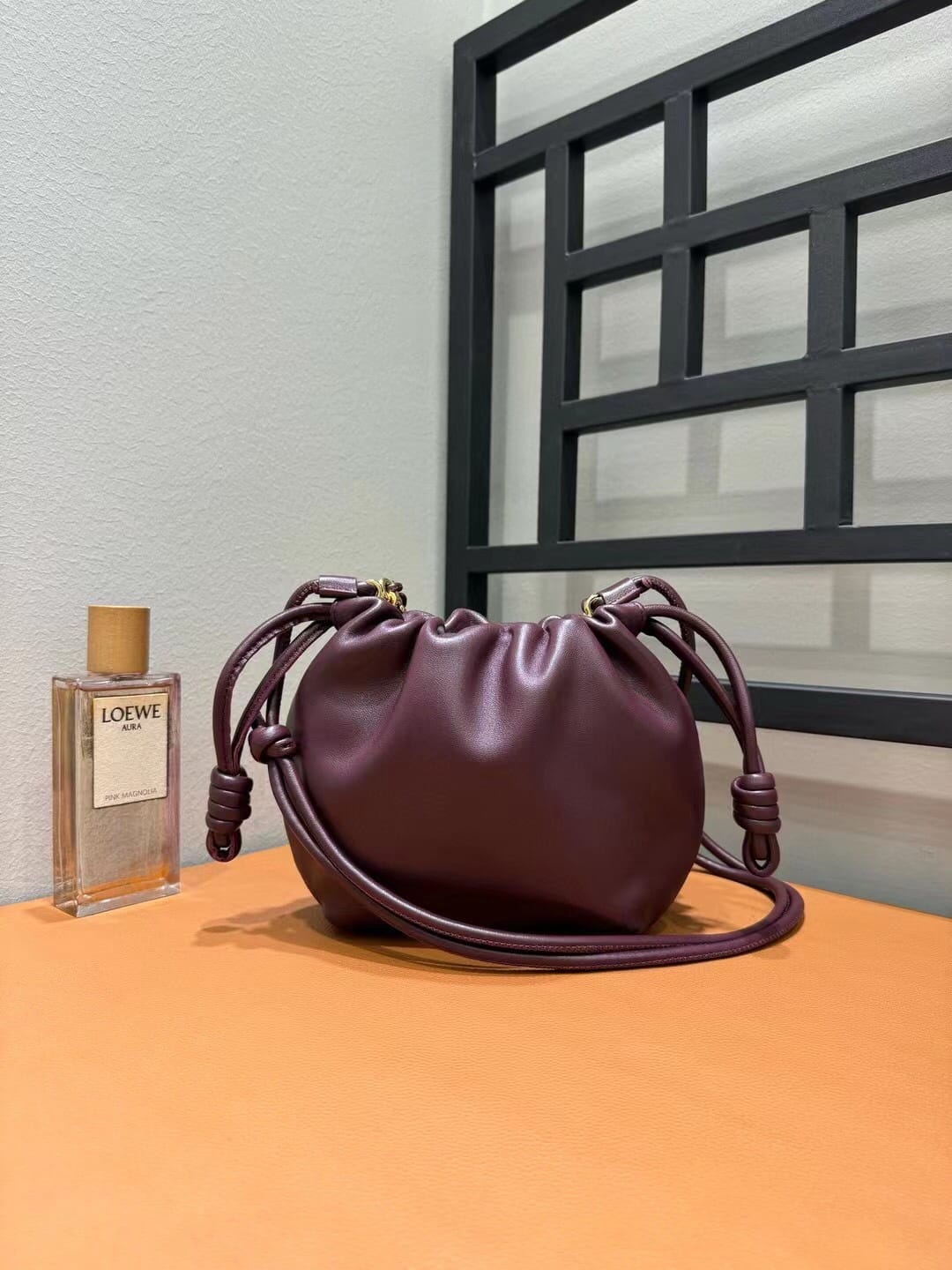 LOEWE Mini Flamenco Purse Bag In Mellow Nappa Lambskin - Dark Burgundy