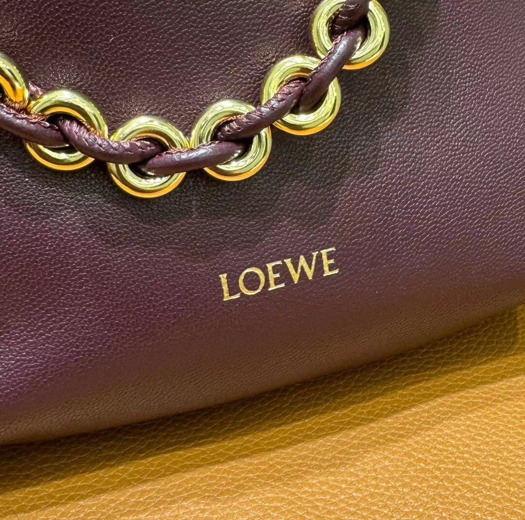 LOEWE Mini Flamenco Purse Bag In Mellow Nappa Lambskin - Dark Burgundy