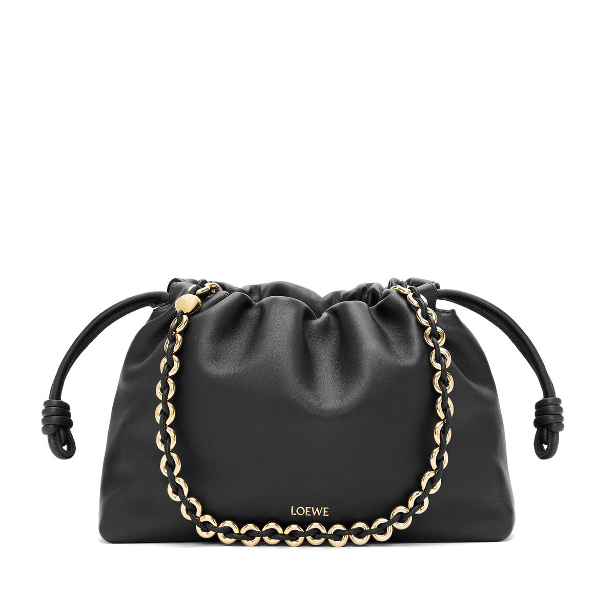 LOEWE Medium Flamenco Purse Bag In Mellow Nappa Lambskin - Black