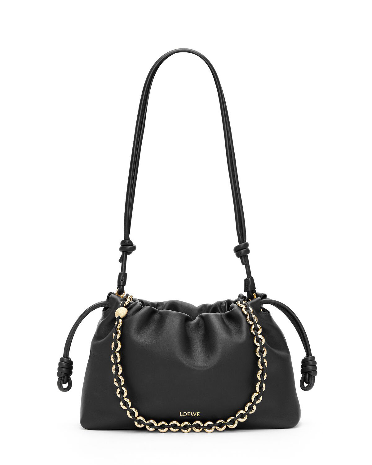 LOEWE Medium Flamenco Purse Bag In Mellow Nappa Lambskin - Black