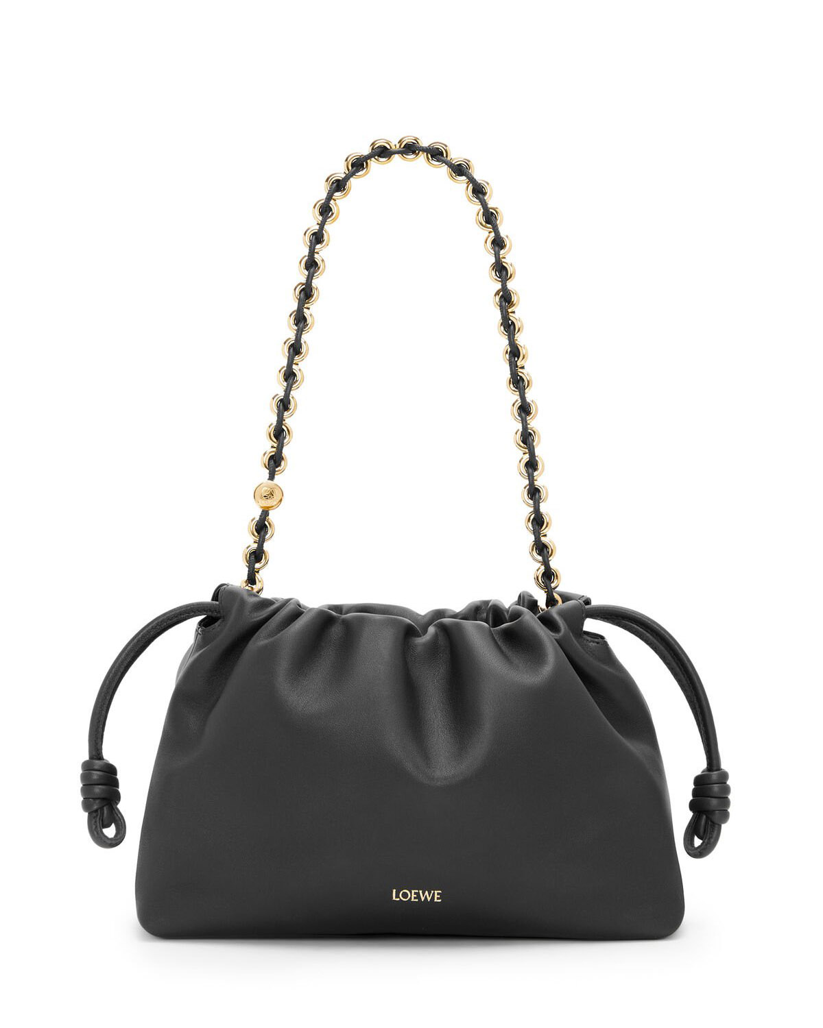 LOEWE Medium Flamenco Purse Bag In Mellow Nappa Lambskin - Black