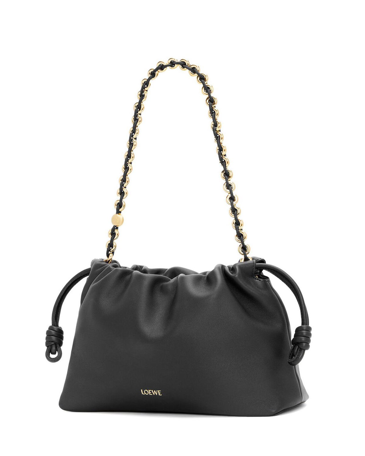 LOEWE Medium Flamenco Purse Bag In Mellow Nappa Lambskin - Black