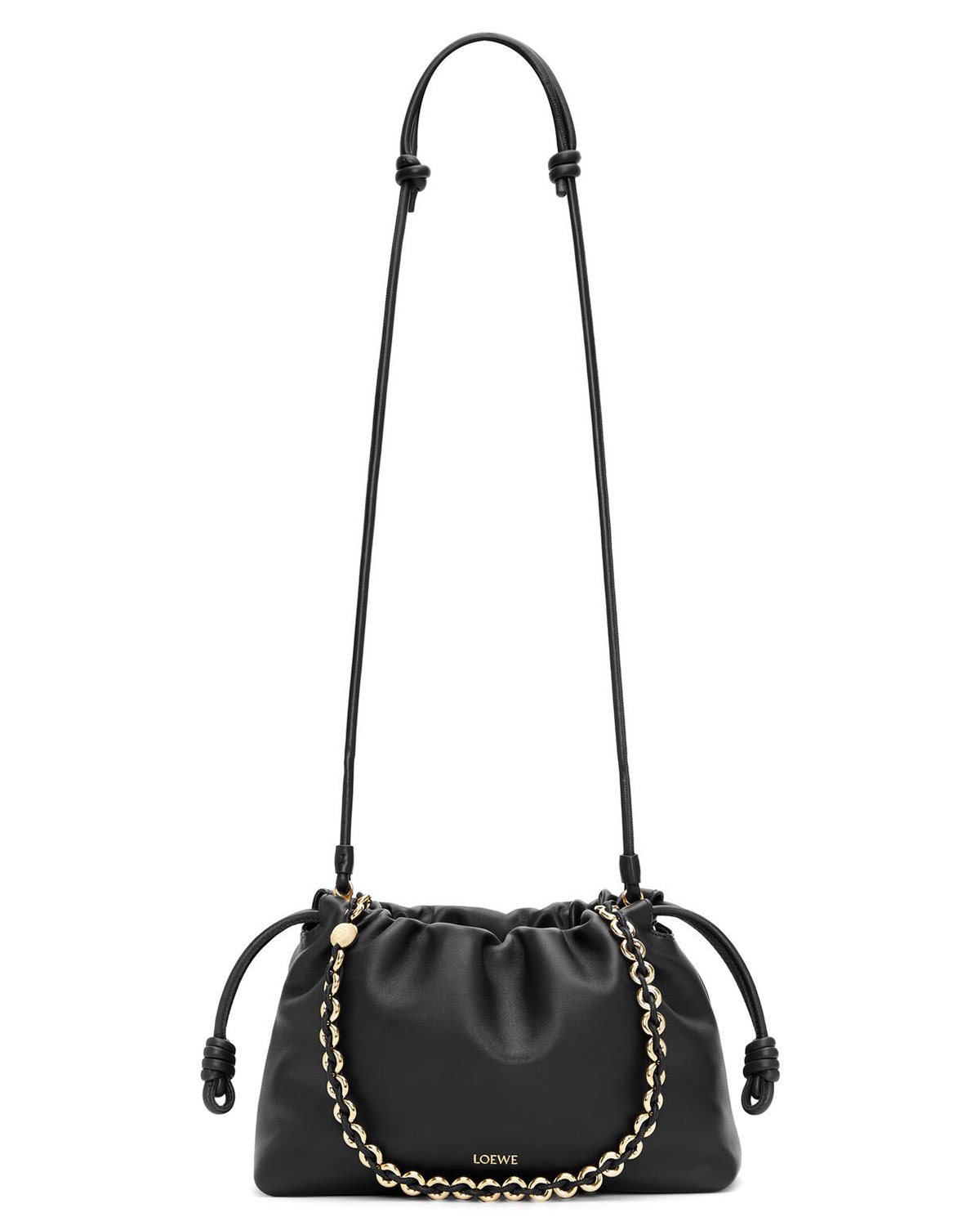 LOEWE Medium Flamenco Purse Bag In Mellow Nappa Lambskin - Black