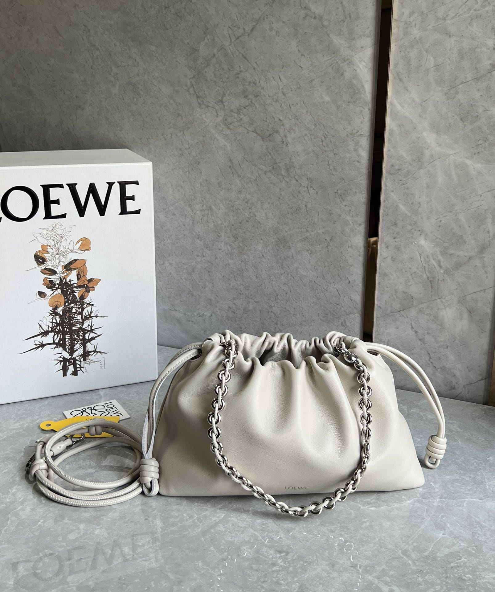 LOEWE Medium Flamenco Purse Bag In Mellow Nappa Lambskin - Sea Salt