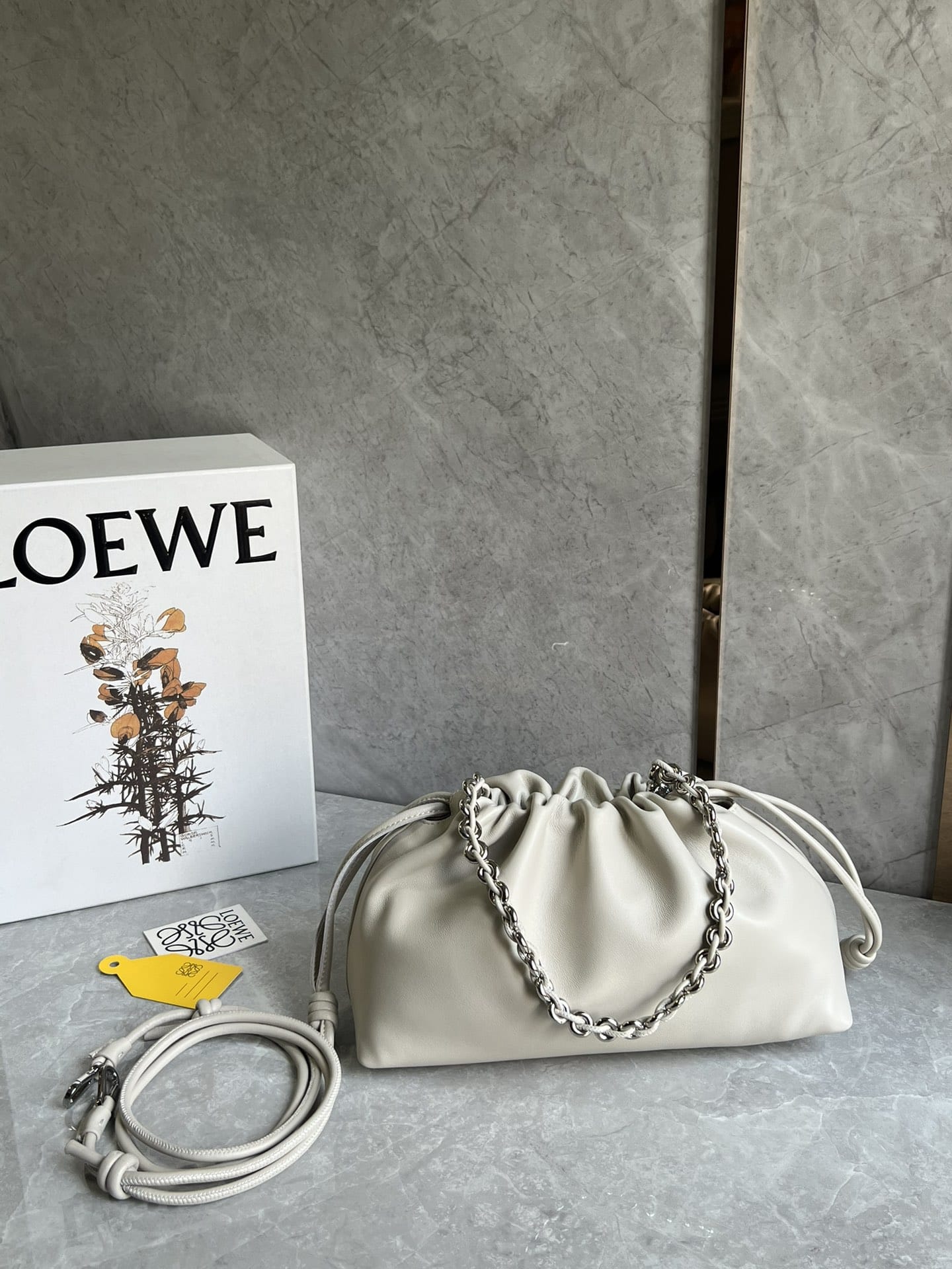 LOEWE Medium Flamenco Purse Bag In Mellow Nappa Lambskin - Sea Salt